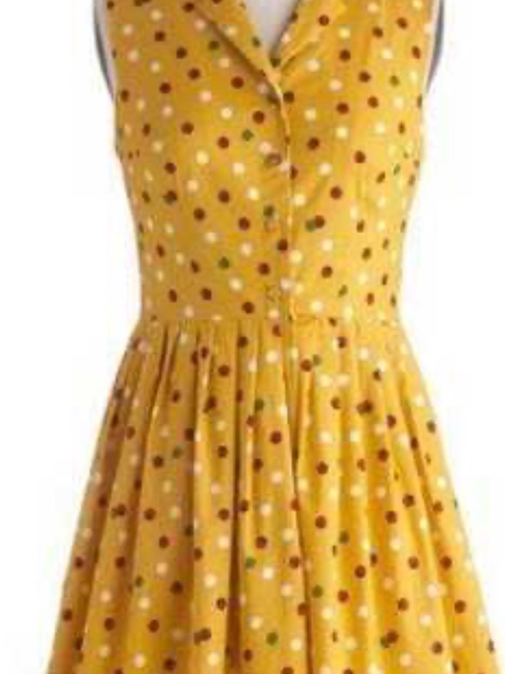 ModCloth Ladybug Yellow Polka Dot Sleeveless Dress 1X